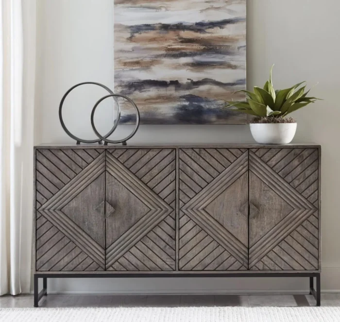 Treybrook Distressed Gray 4 Door Sideboard