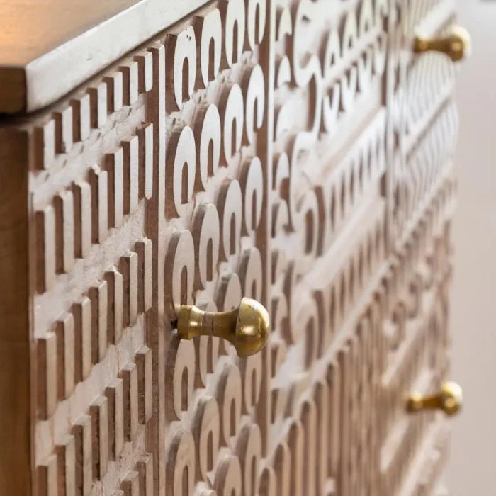 Tribal Carved 3 Drawer Chest Of Drawers - Image 8