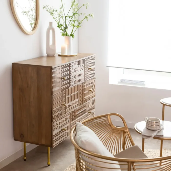 Tribal Carved 3 Drawer Chest Of Drawers - Image 3