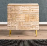 Tribal Carved 3 Drawer Chest Of Drawers
