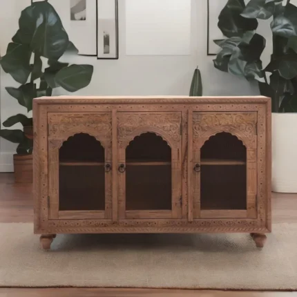 Bamako 3 Door Carved Wooden Sideboard