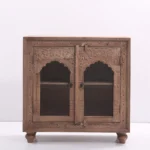Rustic Carved Wooden 2 Door Sideboard