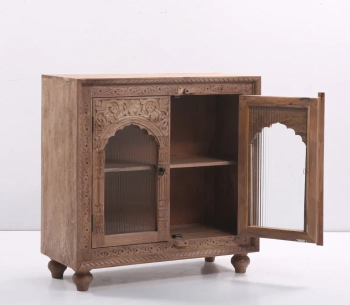 pritihome Rustic Carved Wooden 2 Door Sideboard - Image 2