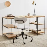 Priti Industrial Storage 3-Piece Modular Desk with Open Shelves