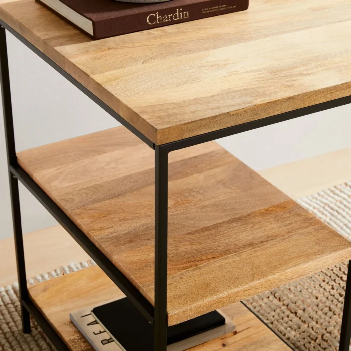 Priti Industrial Storage 3-Piece Modular Desk with Open Shelves - Image 3