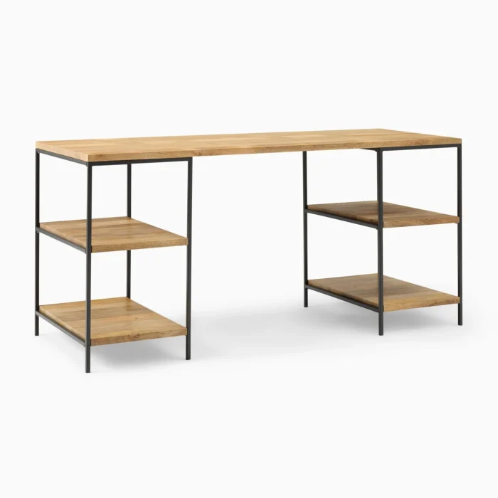 Priti Industrial Storage 3-Piece Modular Desk with Open Shelves - Image 2