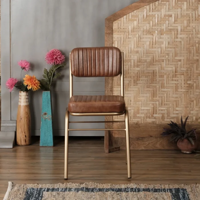 Saldana Iron Faux Leather Chair (Set of 2) - Image 3