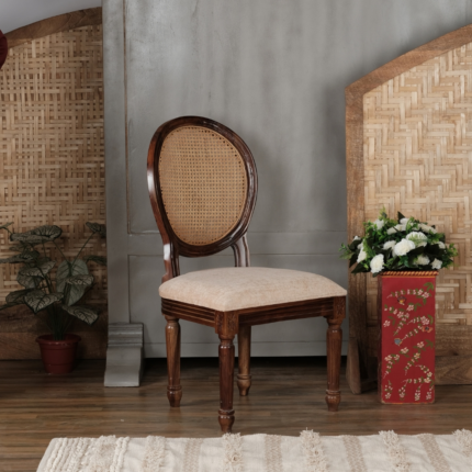 Boltana Solid Wood Cane Chair, Handcrafted Wood Cane Chair, Versatile Cane Accent Chair