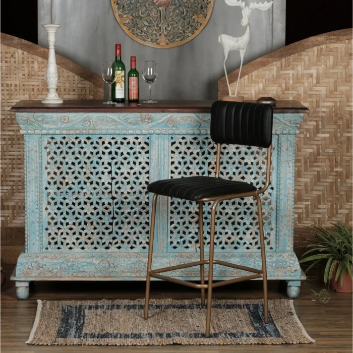 Arzua Iron Faux Leather Bar Chair - Image 5