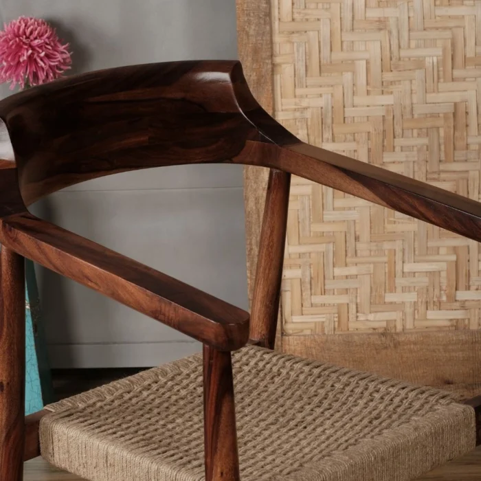 Arnedo Solid Wood Rope Chair - Image 3