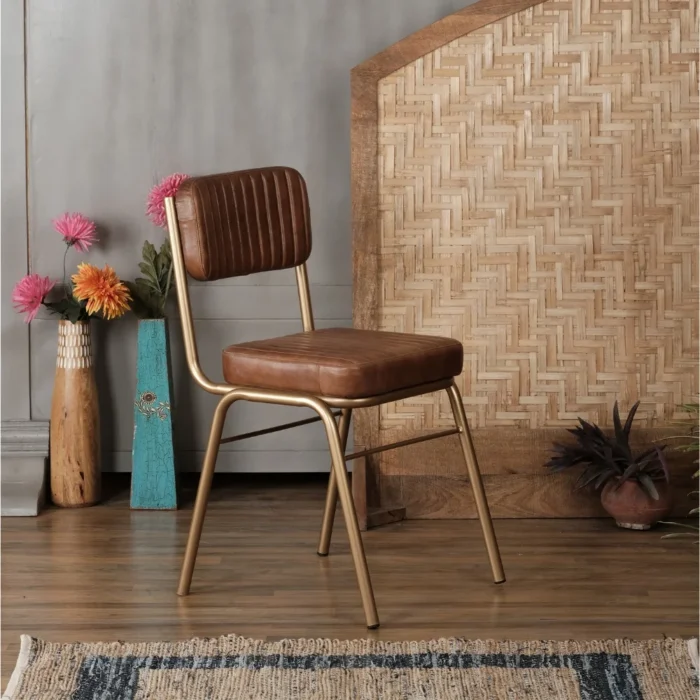 Saldana Iron Faux Leather Chair