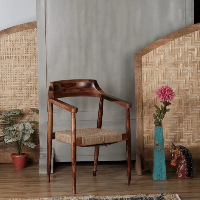 Artix Solid Wood Chair with Rope, solid wood chair, rope detail chair