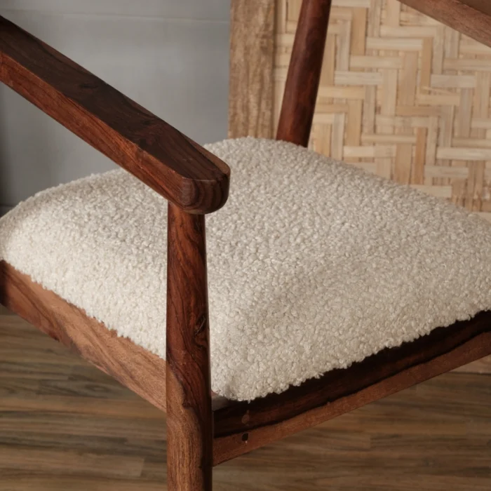 Mournex Solid wood Boucle Chair with Arm Rest - Image 4