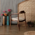 Corella Solid Wood Chair with Armrest - Image 2