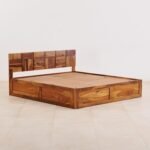 PRITI Rubix Wooden Queen Bed with Box Storage - Brown