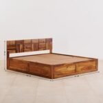 PRITI Rubix Wooden Queen Bed with Box Storage - Brown