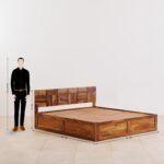 PRITI Rubix Wooden Queen Bed with Box Storage - Brown