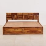 PRITI Rubix Wooden Queen Bed with Box Storage - Brown
