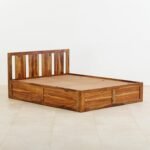 PRITI Wooden Queen Bed with Box Storage - Brown