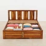 PRITI Wooden Queen Bed with Box Storage - Brown