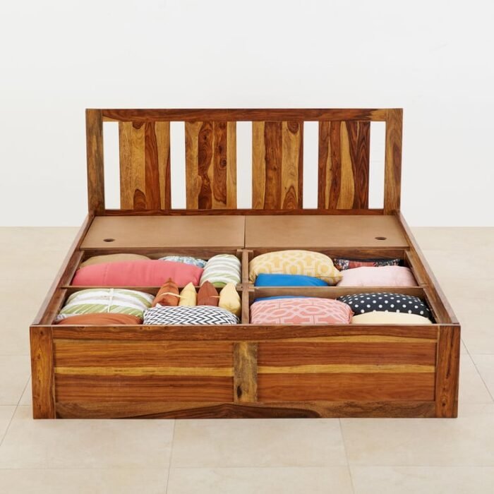 PRITI Wooden Queen Bed with Box Storage - Brown PRITI Wooden Queen Bed with Box Storage - Brown