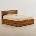 PRITI Queen Bed with Hydraulic Storage - Brown