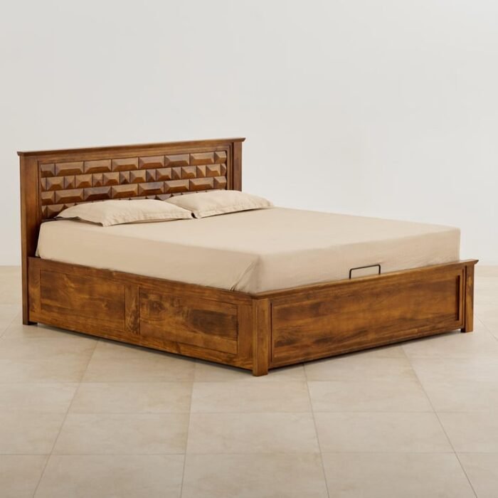 PRITI Queen Bed with Hydraulic Storage - Brown PRITI Queen Bed with Hydraulic Storage - Brown