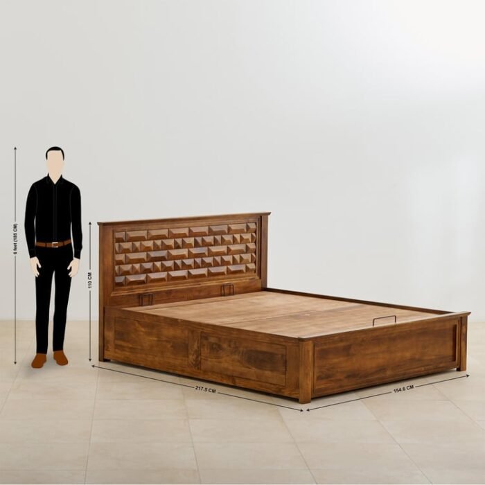 PRITI Queen Bed with Hydraulic Storage - Brown PRITI Queen Bed with Hydraulic Storage - Brown