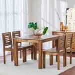PRITI Wooden 4-Seater Dining Set with Chairs - Brown
