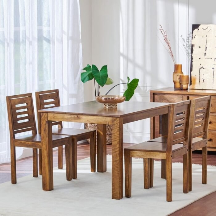PRITI Wooden 4-Seater Dining Set with Chairs - Brown PRITI Wooden 4-Seater Dining Set with Chairs - Brown
