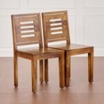 PRITI Wooden 4-Seater Dining Set with Chairs - Brown