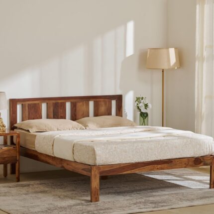 PRITI Wooden Queen Bed - Brown