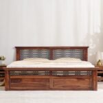 PRITI Wooden Queen Bed - Brown
