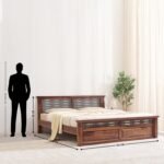 PRITI Wooden Queen Bed - Brown