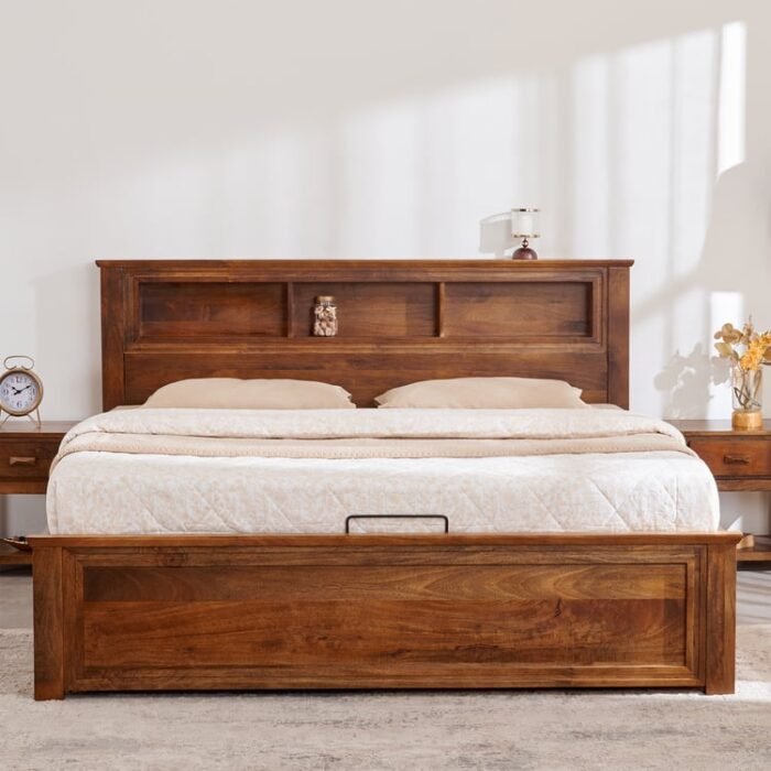 PRITI Queen Bed with Hydraulic Storage - Brown PRITI Queen Bed with Hydraulic Storage - Brown