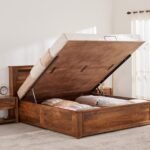 PRITI Queen Bed with Hydraulic Storage - Brown