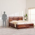 PRITI Wood Queen Bed with Hydraulic Storage - Brown