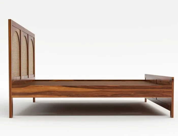 PRITI Wood and Cane Bed: Elegant, Durable & Comfort-Enhancing Design