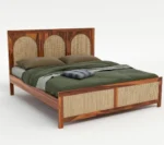 PRITI Wood and Cane Bed: Elegant, Durable & Comfort-Enhancing Design