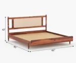 PRITI Wooden Cane King-Queen Size Bed Without Storage