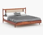 PRITI Wooden Cane King-Queen Size Bed Without Storage