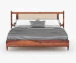 PRITI Wooden Cane King-Queen Size Bed Without Storage
