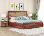 PRITI Wooden Cane King/Queen Size Bed