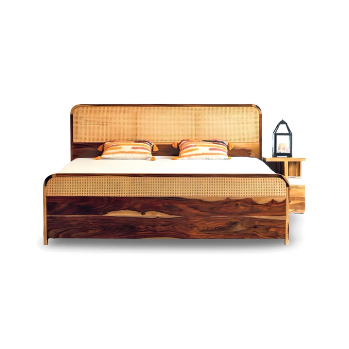 PRITI Solid Wood Cane Bed PRITI Solid Wood Cane Bed