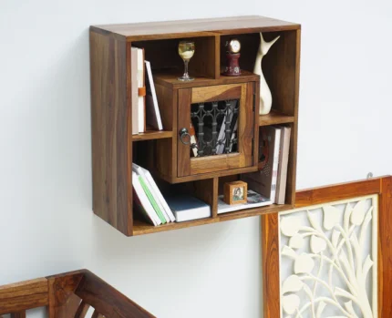 PRITI Wooden Wall Shelves One Door