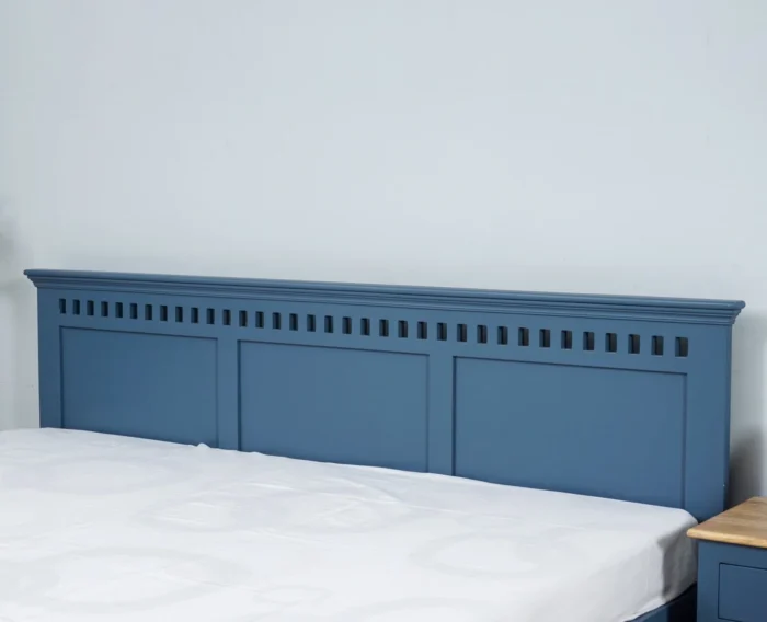 PRITI Solid Wood Queen Size Bed - Blue