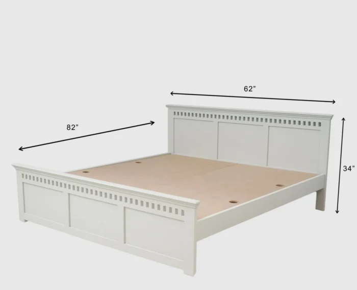 PRITI Solid Wood Queen Size Bed - Milky White PRITI Solid Wood Queen Size Bed - Milky White