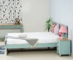 PRITI Solid Wood Queen Size Bed - Silt Green