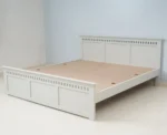 PRITI Solid Wood Queen Size Bed - Milky White