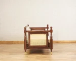 PRITI Wood Rattan Cane three Seater sofa